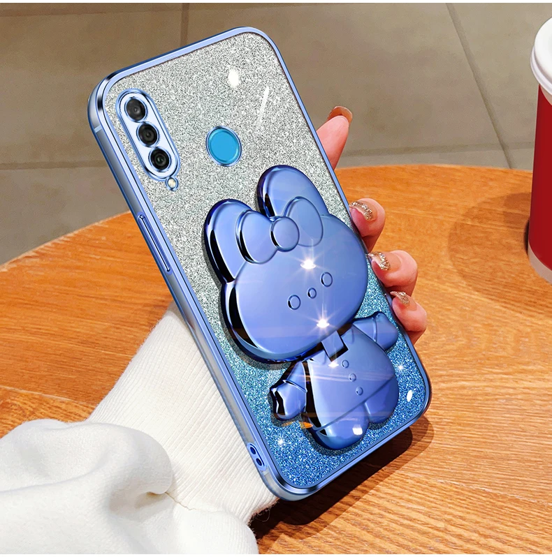 Coque de protection souple avec miroir de maquillage et motif lapin pailleté pour Huawei P30, P40, P50, P60 Lite, Y7, Y6, P30lite, Mate 30, 40, 50_voghion.com