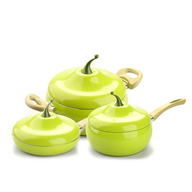 Fruit Style Non-stick Aluminum Skillet Frying Pan Soup Milk Cooking Kitchen Cookware Pot Set Suitable Gas and Induction Cooker 4