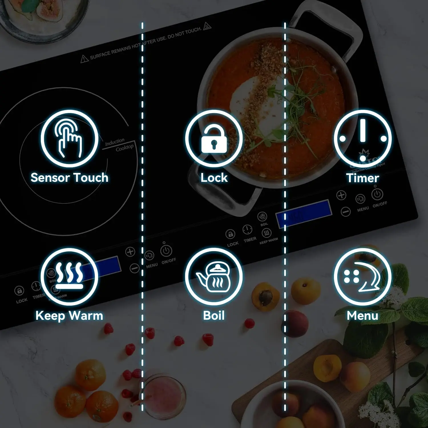 1800W Portable Induction Cooktop 2 Burner