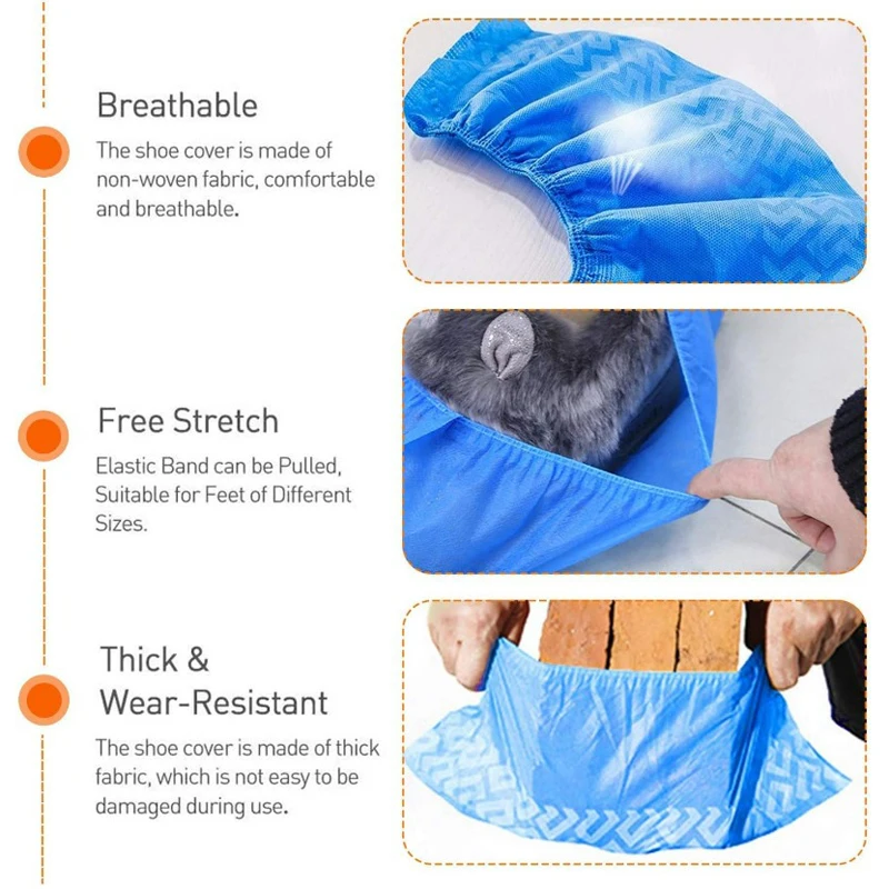100 PCS Shoe Covers Disposable Non Slip Nonwoven Shoe Booties Tear-Resistant Lightweight Breathable Dust-Proof shoe covers