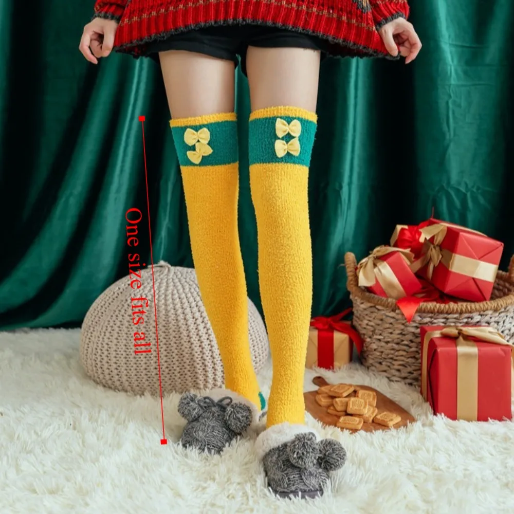 Warm Coral Fleece Winter Knee High Socks for Women