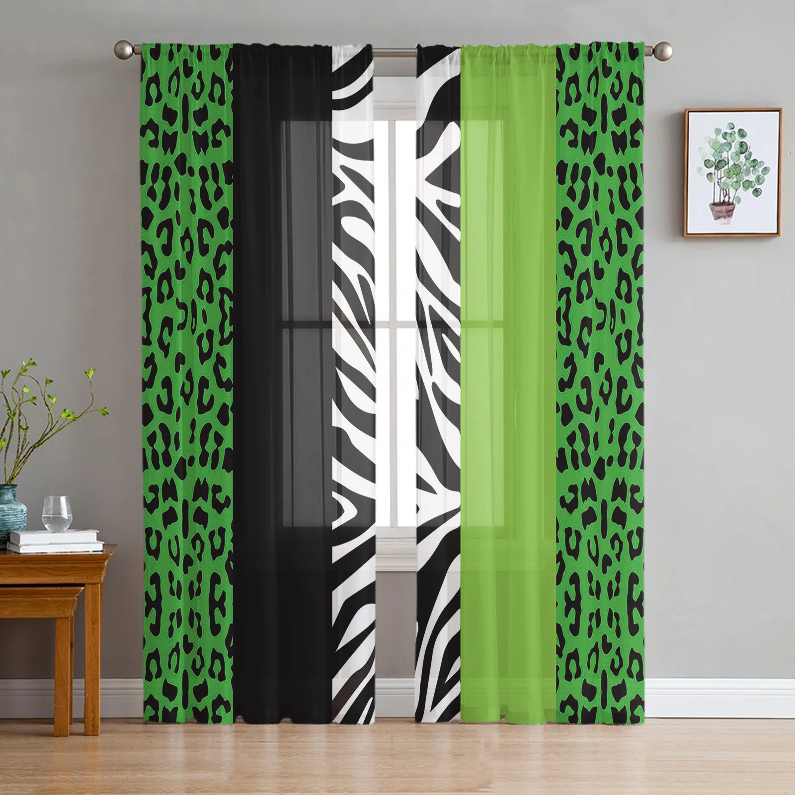 Strepen Groen Zwart Luipaard Zebra Print Sheer Voor Woonkamer Keuken Tule Voor Windows Voile Garen Gordijnen Voor Slaapkamer|Gordijnen| - AliExpress