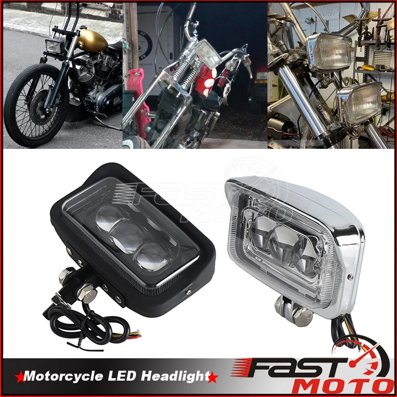 

Retro Vintage Motorcycle LED Headlights High Low Beam Head Light Headlamp For Harley Custom Cruiser Bobber Chopper Cafe Racer