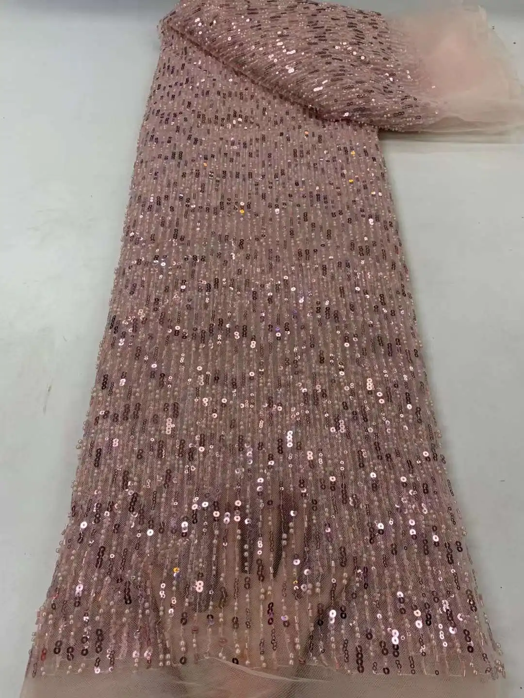 Latest African Sequins Lace Fabric 2024 High Quality Lace Beads Material French Nigerian Net Lace Fabric For Women Wedding Party beads sequins embroidery african lacetulle mesh fabric 2021 high quality nigerian net lace fabrics for women party wedding fb17