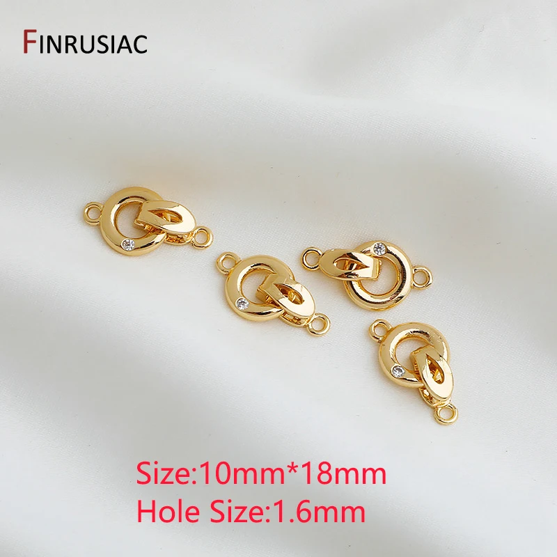 14K 금도금 황동 지르콘 커넥터 클래스프 (진주 팔찌 목걸이 제작용), 쥬얼리 클래스프, DIY 핸드메이드 쥬얼리 부자재