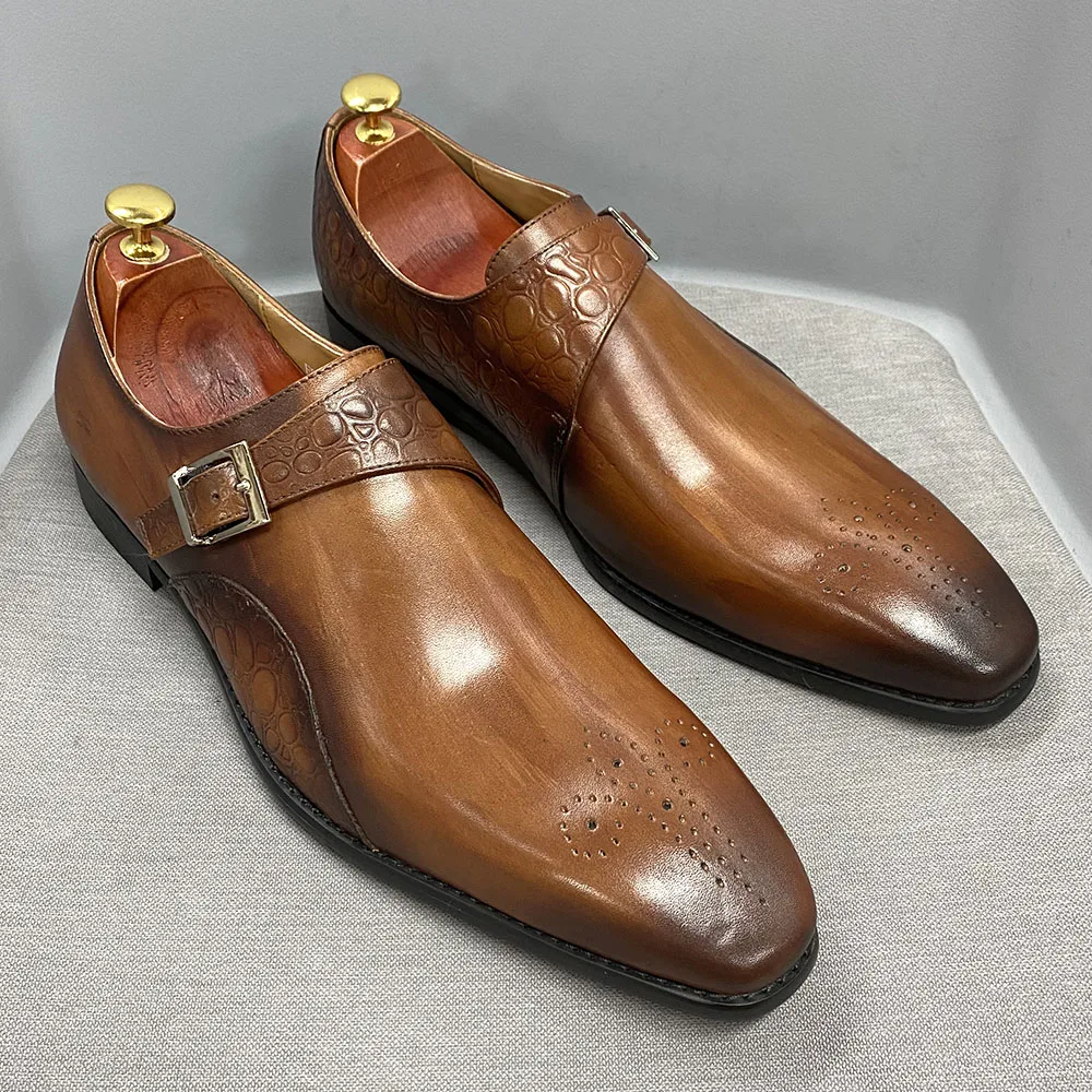 Louis Vuitton LV Dress Shoes Oxford Derby Leather Brown Men’s Size UK 7.5  US 8.5