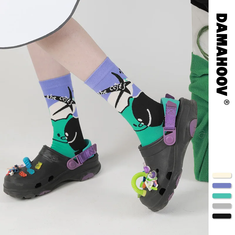 

Original new cartoon illustration cute childish kitten small red book cotton autumn and winter socks female mid-thigh socks