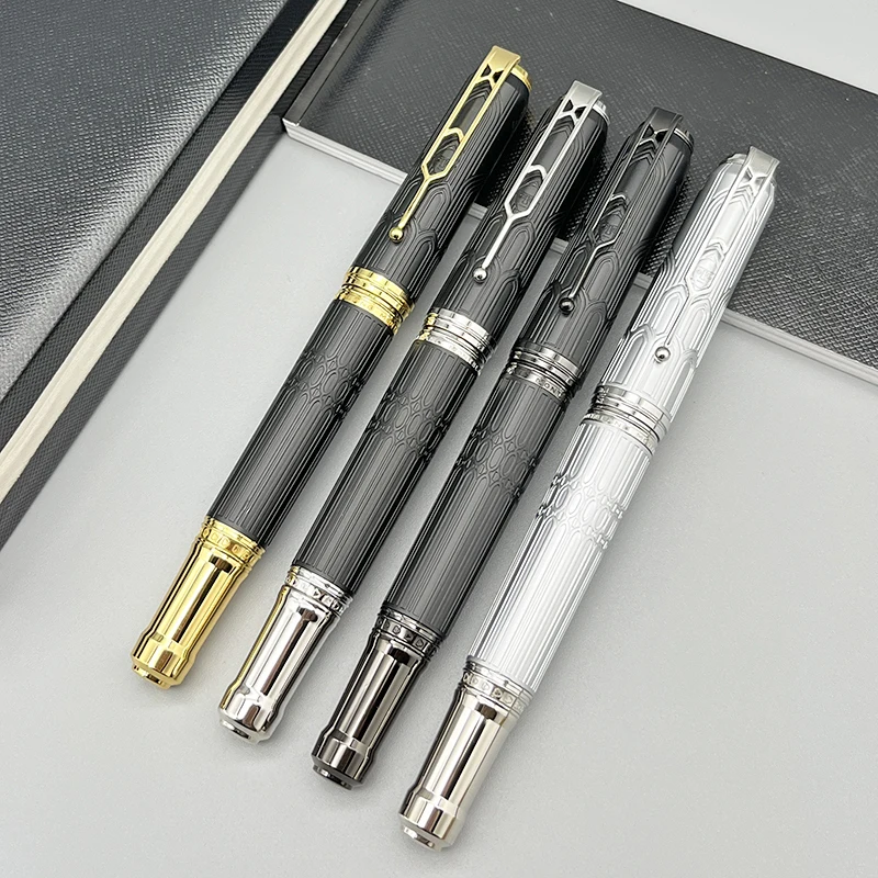 Lanlan Victor Hugo MB Writer All Silver Roller/Ballpoint Pen Cathedral Architectural Style Luxury Stationery With Number yamalang luxury mb rollerball ballpoint pen writer victor hugo cathedral architectural style engraved pattern with serial number