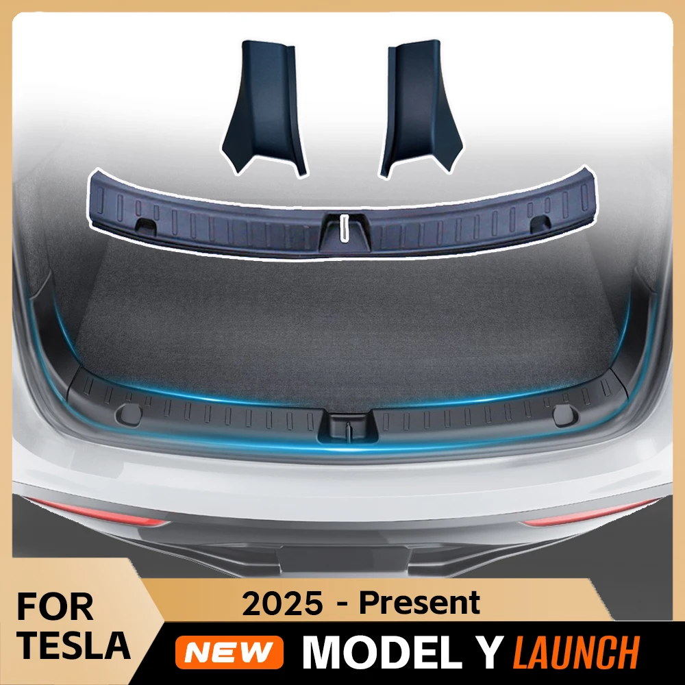 Protecteur de pare-chocs de coffre arrière pour Tesla modèle Y Juniper, accessoires de lancement, tapis de coffre 2025, plaque de couverture de seuil
