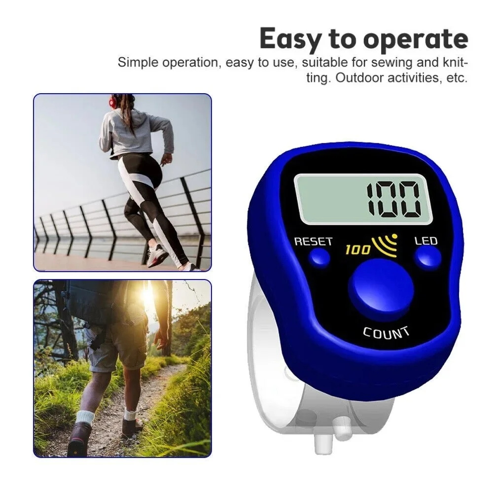 2pcs Set Mini Stitch Marker And Row Finger Counter LCD Electronic Digital Tally Counter BeBosLook