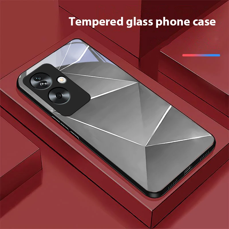 Geometric Prism Tempered Glass Black Phone Case