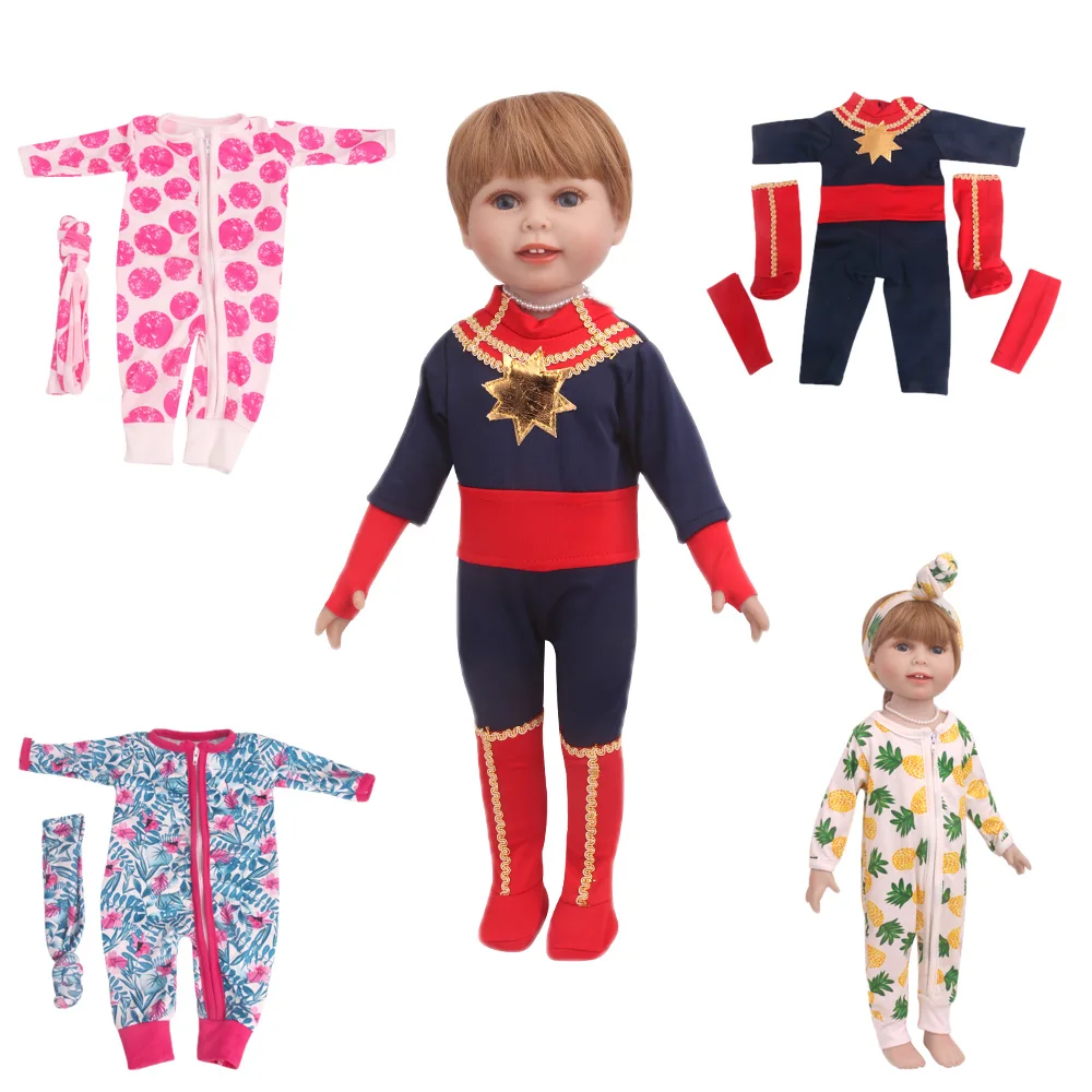 

Cute Onesie Suit Cosplay S-uperman suit American 18 Inch Girl Doll Socks Ours & Generation Kids Toys Dolls Clothing Accessories