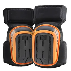 Heavy Duty Knee Pads with Gel Cushion and Anti-Slip Straps for Work, Construction, and Gardening (Orange)