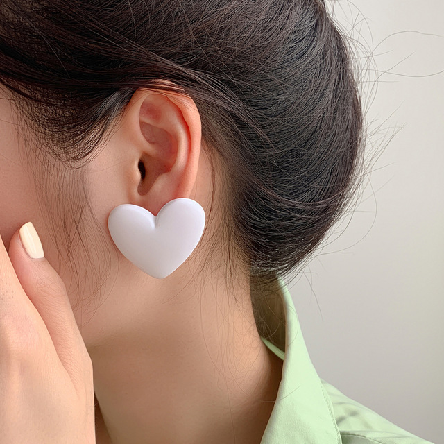 Pop Candy Color Acrylic Love  Earrings Simple Geometric Heart Earrings All-match Fashion Party Color Jewelry Earrings