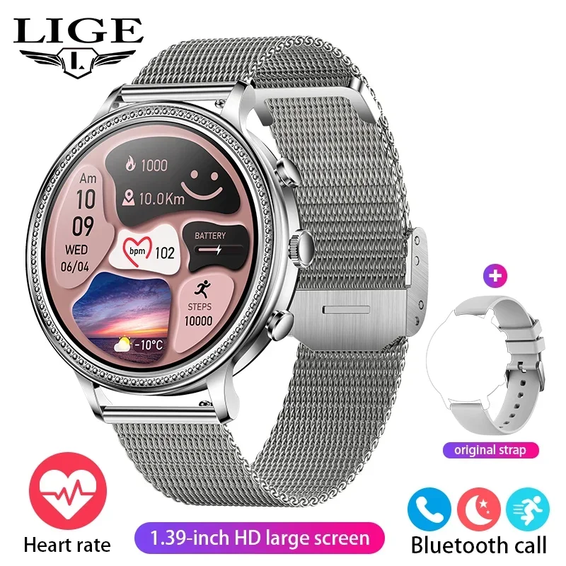 

LIGE New Fashion Smart Watch Ladies Bluetooth Call Blood Pressure GPS Tracking Sports Bracelet Waterproof Men Smartwatch Women