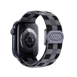 Stretchy Nylon Lightweight Breathable Watch Strap - 44mm 45mm 46mm 49mm (19Tartan grey)