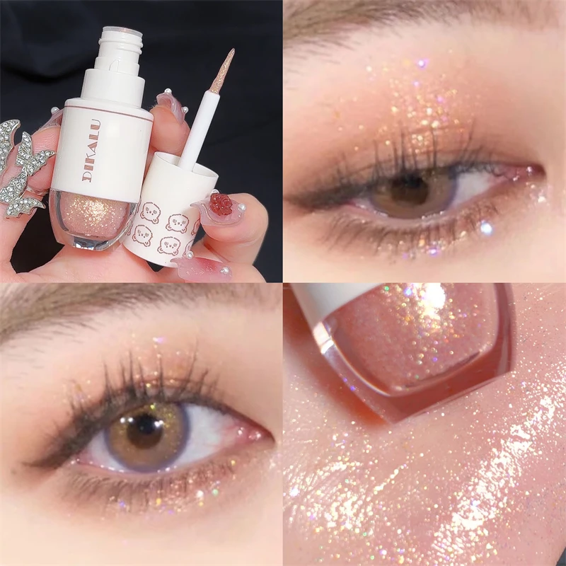 DIKALU Bear Bowling Ball A Teardrop Liquid Eyeshadow Eye Makeup Lying Silkworm Pearl Super Sparkle Glitter Fine Glitter Powder 4