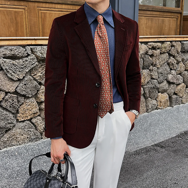 

Luxury Men's Solid Color Fashion Jacket Elegant British Wedding Suit Spring and Autumn Men's Jacket