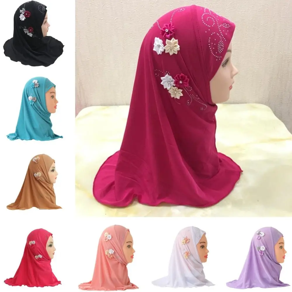 2-6 Years Old Flowers Fit Islamic Scarf Head Wrap Kids Headscarf Girl Headbands