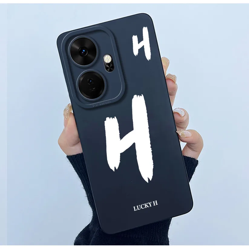 Shockproof Liquid Silicone Soft TPU Case with Lucky Initial Design