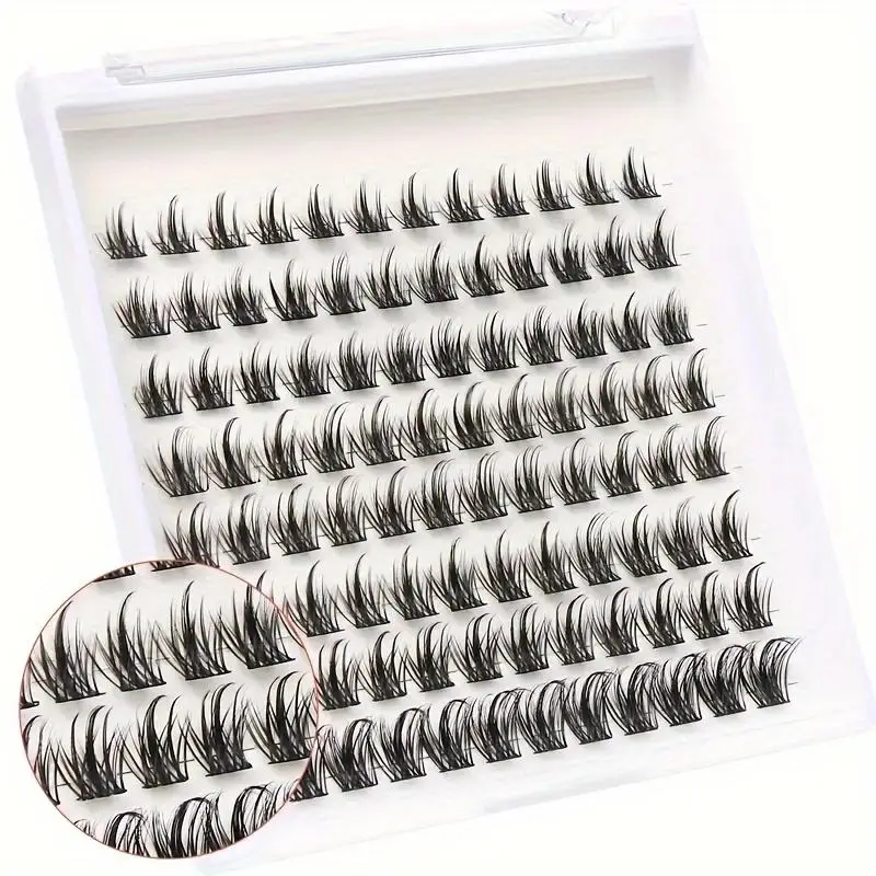 DIY eyelash extensions with 96 lashes, artificial eyelashes with C D curls, 8-16mm thick fluffy eyelash clusters