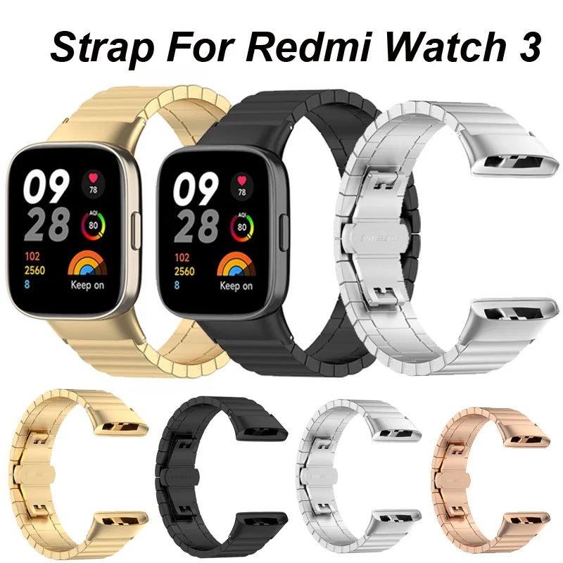 

Stainless Steel Strap For Redmi Watch 3 Bracelet Global Version Metal Correa Band For Redmi Watch 3 Butterfly Link Watchbands