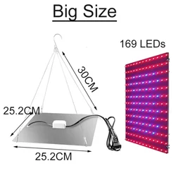 Ultrathin Full Spectrum LED Grow Light Panel for Indoor Plants and Greenhouses (169LEDs)
