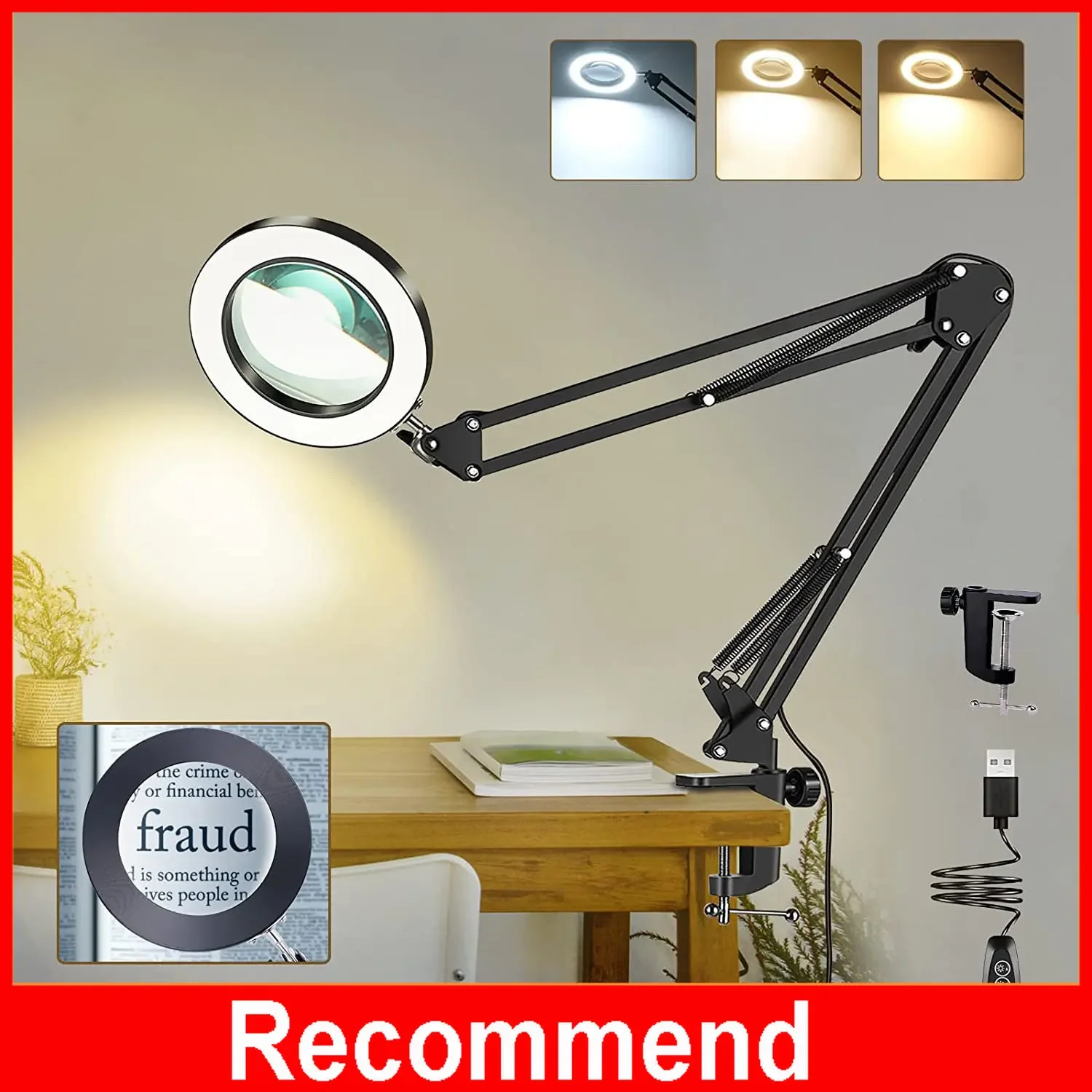 Best Magnifying Desk Lamp Review - Table Top Magnifier Glass Light 