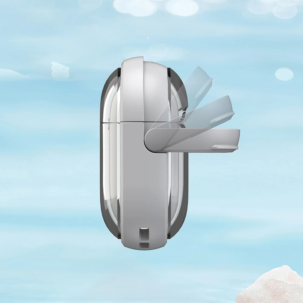 Removable Stand Latch Earphone Case with Wireless Charging and Anti-Drop Lock - Transparent Hard PC Protector Cover
