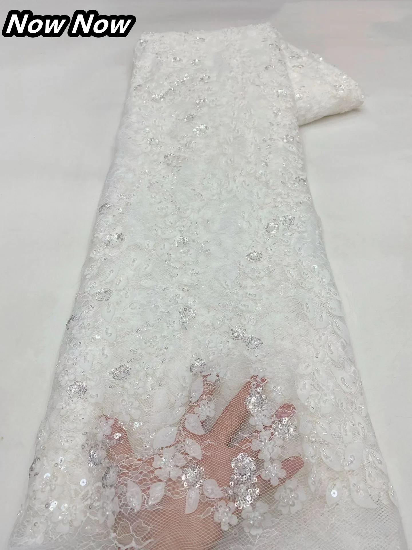 아프리카 나이지리아산 스팽글 튤 레이스, 예쁜 핫세일, 우아한 프랑스 비즈 네트 레이스 원단, 자수 웨딩 파티용