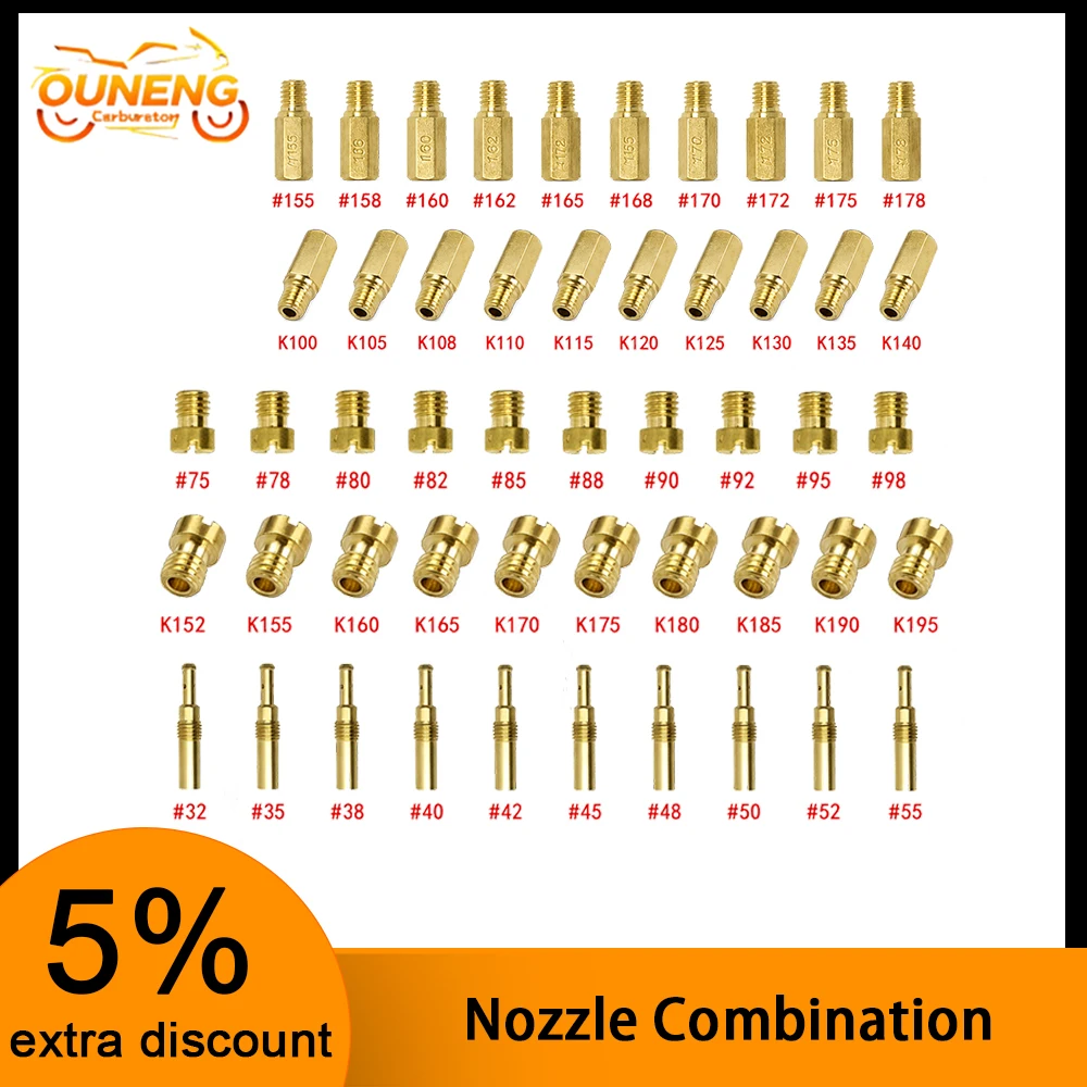 Mortorcycle Carburetor Nozzle Main Jet and Slow Pilot Jet Set Replacement 10/20 PCS For NSR KSR PE PWK PWM Keihin OKO KOSO CVK