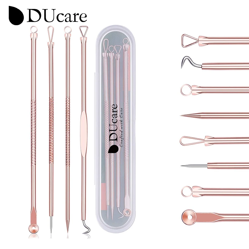 DUcare Makeup Tools 4PCS Acne Blackhead Removal Needles Stainless Steel Pimple Comedone Spot Extractor Cleanser Face Skin Care