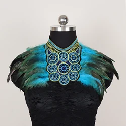 Vintage Punk Goth Feather Collar Lace Bolero Shrug for Women - Witchy Halloween Party Costume Wrap (Style B 1PCS)