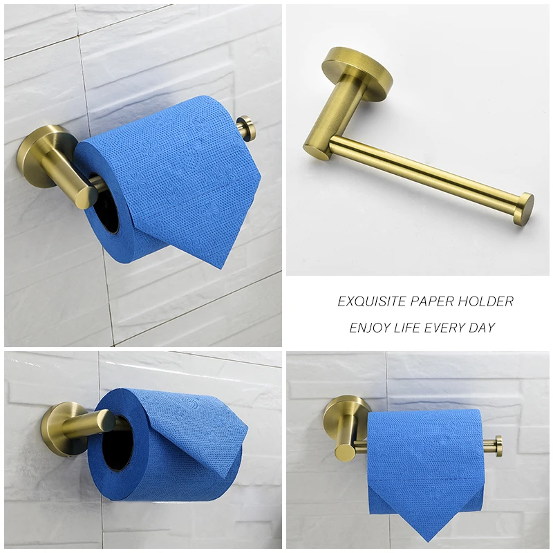 Brushed Gold Toilet Paper Tissue Holder Wall Mount Kitchen Roll Paper Holder Black Chrome Brushed Nickel Bathroom Accessories