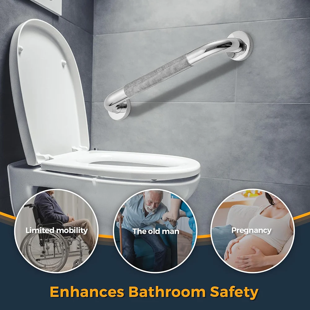 Shower Grab Bar Stainless Steel for Elderly Anti-Slip Bathroom Safety Rail with No Drilling Installation Heavy Duty Handicap