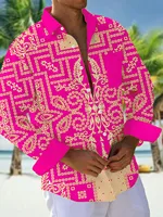 Chemises pour hommes, chemises boutonnées, chemises décontractées, printemps et été, manches longues imprimées, quotidien, à la mode, confortables 5