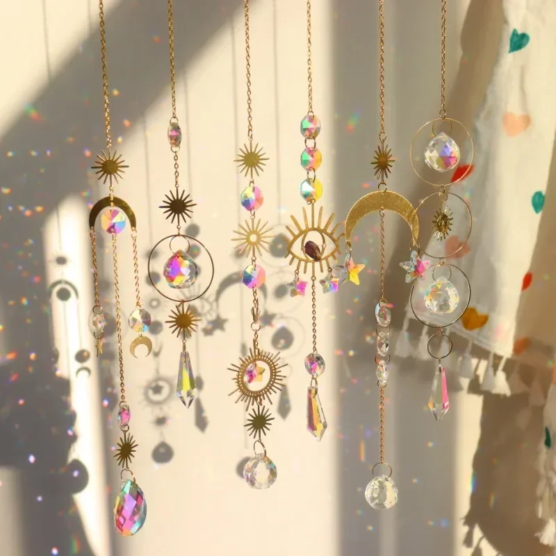 Sun Moon Stars Prism Beads Exquisite Rainbow Suncatcher for Garden and Windows