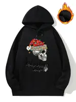 Christmas Skull with Leapord Hat Women Plus Size Tops Hoodie Big Size Hood Sweatshirt Oversize Fleece Hoodies and Sweatshirt