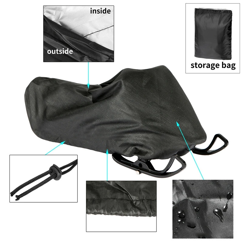Snowmobile Cover Snowmobile Cover Waterproof Dust Trailerable Sled Cover Anti-UV Winter Motorcycle Outdoor Black
