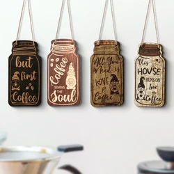 Set of 4 Vintage Coffee-Themed Wooden Hanging Signs - L (Kafeiguapai-tao)