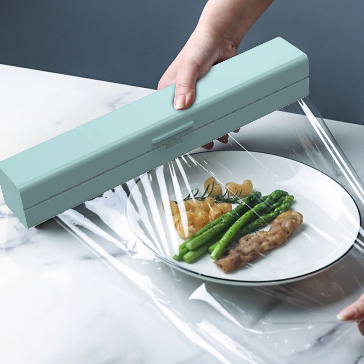 Magnetic Plastic Cling Film Cutter Storage Box with Stainless Steel Blade