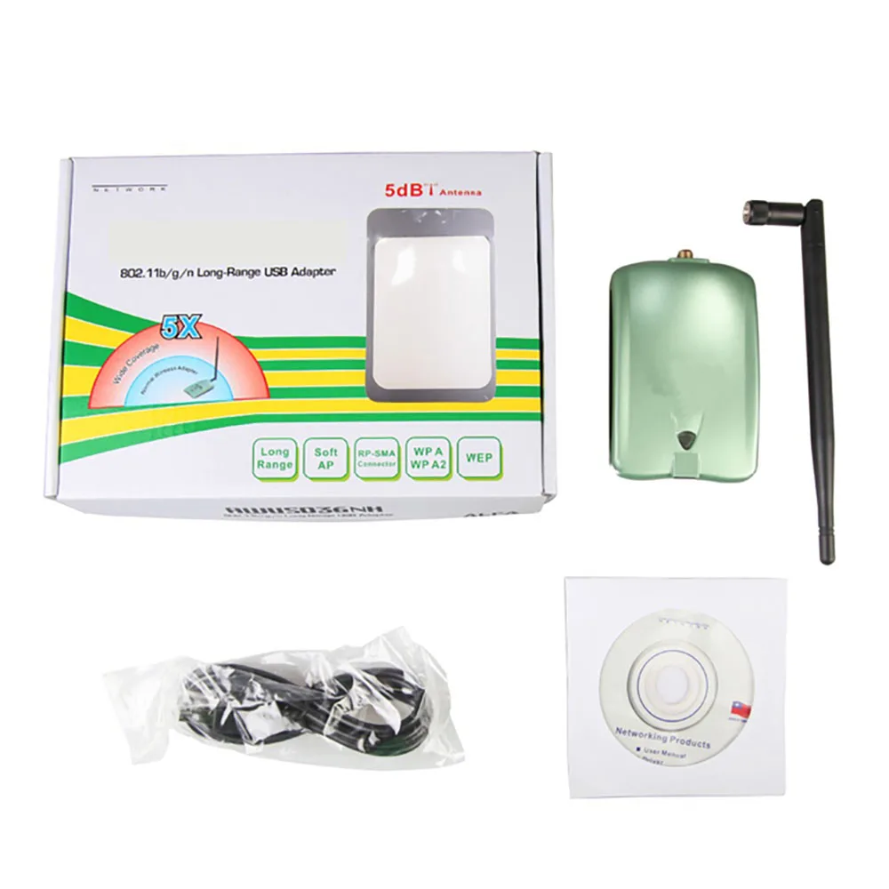 Ralink 3070L 칩셋 2000mW 고전력 무선 네트워크 카드 5db 안테나가있는 150Mbps 무선 USB 어댑터 ALFA AWUS036NH