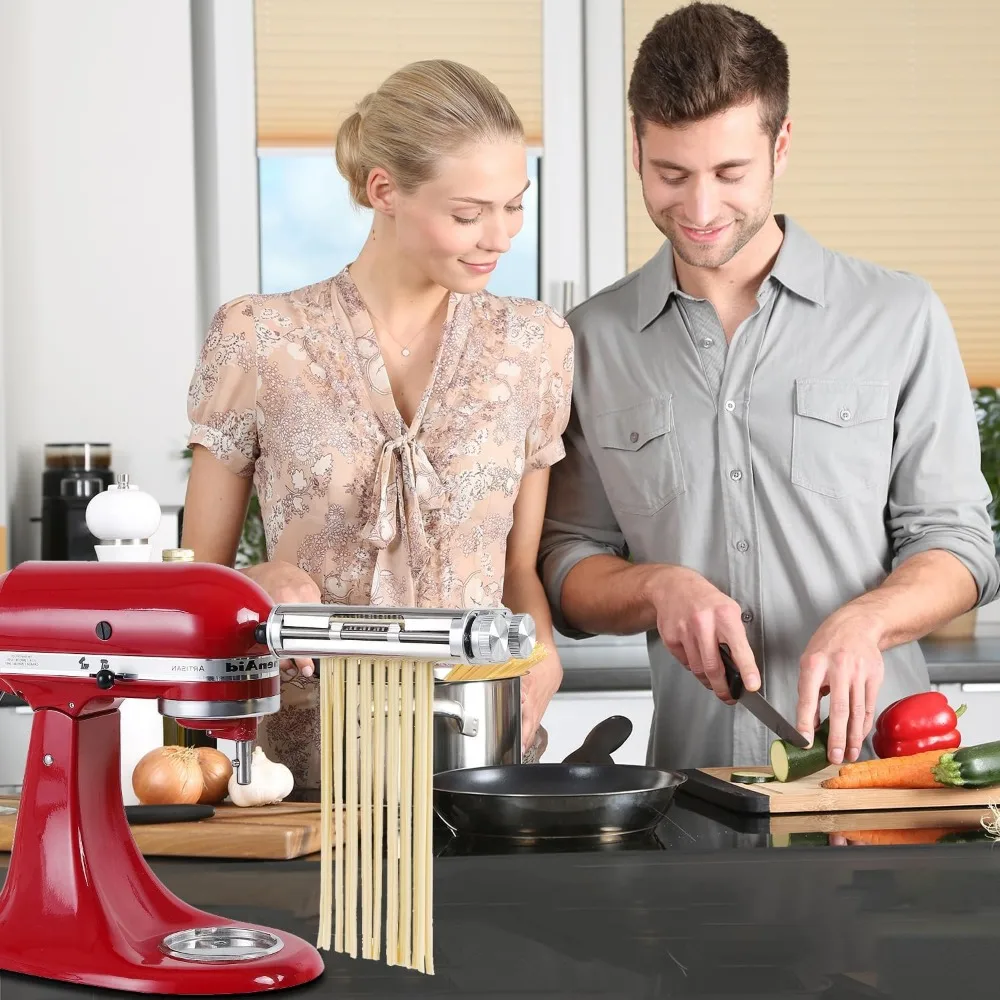 Pasta Maker for Kitchenaid Attachments，3 in 1 Stainless Steel Pasta Attachment for Kitchenaid Stand Mixer, Included Pasta Roller 4