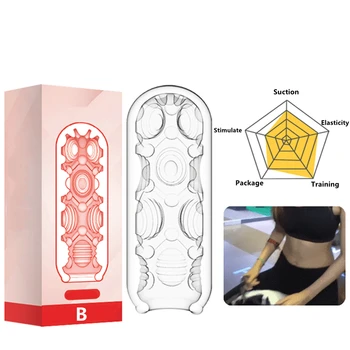 Transparent Silicone Masturbation Cup for Men Safe Soft Fidget Toys Orgasm Male Masturbator Sex Toy Realistic Vagina Adult Goods 5