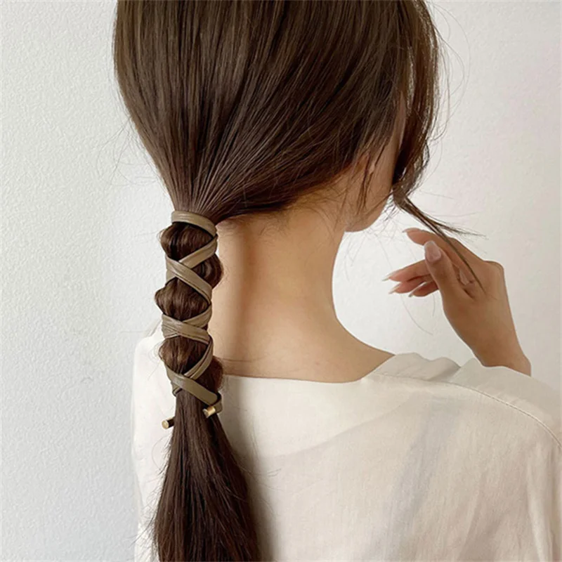 女性の髪のための革の長いヘアバンド ポニーテールのためのヘアバンド ヘアアクセサリー21 Aliexpress ジュエリー アクセサリー