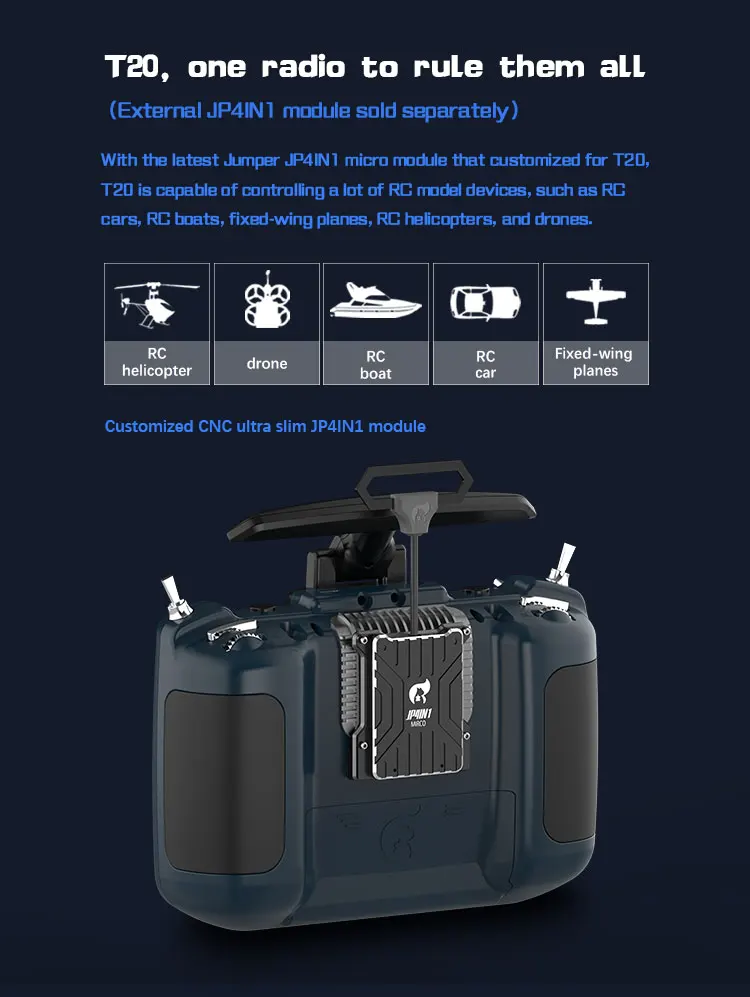 Jumper T20 T20S Transmitter, Jumper JPAINI micro module customized for T20, T20 iS Cap