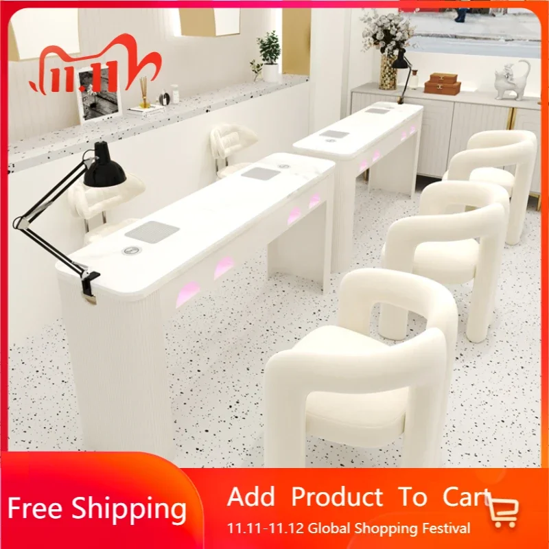 Profesional Design Nail Desk Chairs White Aesthetic Nordic Nail Table Vacuum Cleaner Scrivania Per Unghie Salon Furniture