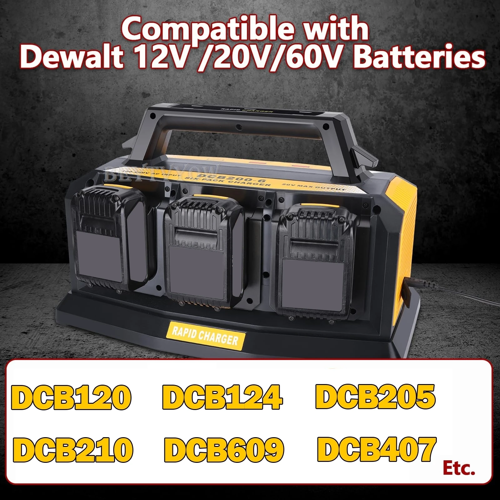 Beytvyow Super Battery Charger for Dewalt 20V Battery 6-Ports Simultaneous Rapid