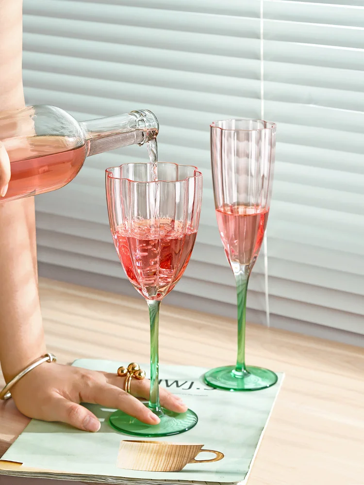 Verre à vin en relief, gobelet élégant, verres, rose, or - AliExpress