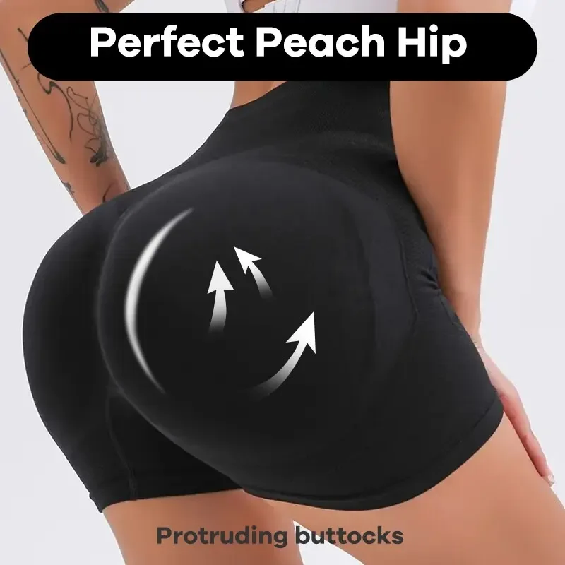 Workout Shorts Women High Waist Butt Lifting Tummy Control Ruched Booty Smile Yoga